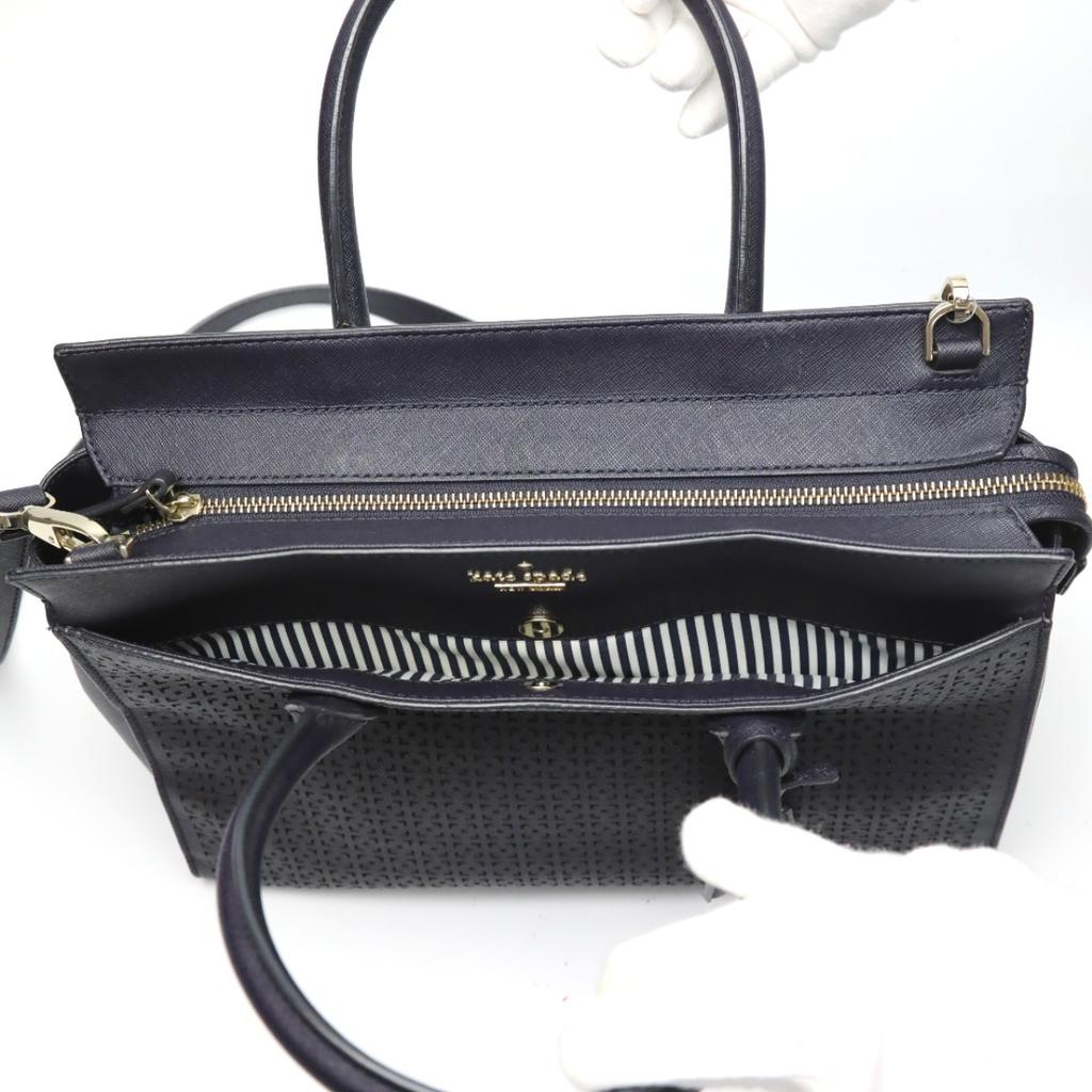 Kate Spade 2WAY Handbag Shoulder Bag Leather Navy Women Used