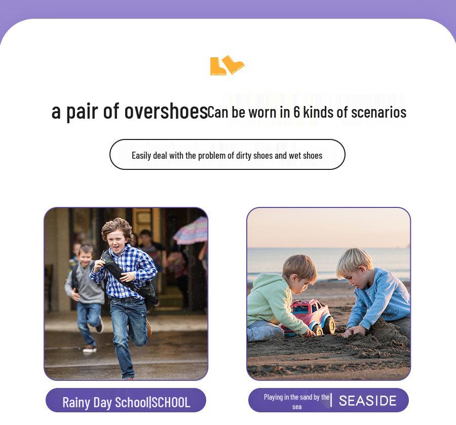 Children's Waterproof Non-Slip Silicone Rain Boot Covers: Durable, Dirt-Proof, Reusable for School Outdoors