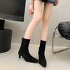 Fashion Stretch Booties Fashion and Versatile Women 2025 New Pointed Toe Sexy Suede Mid-leg Boots