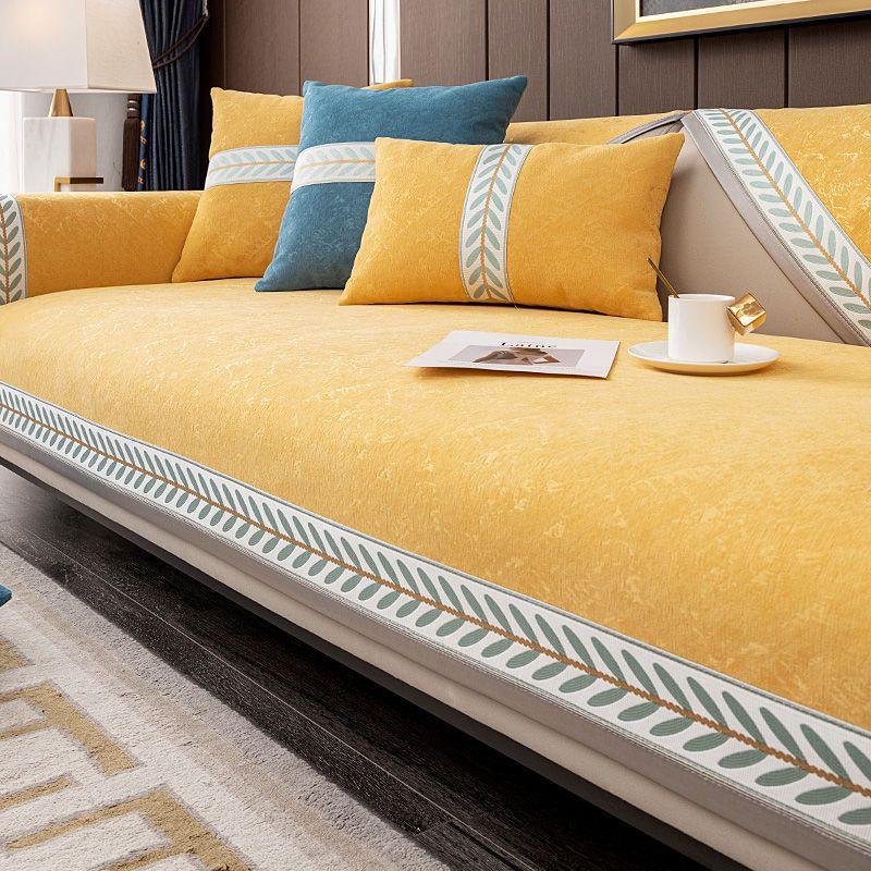 Nordisch Schlicht Vier-Jahreszeiten Universal Sofakissen Rutschfest Lederstoff Sofabezug Chenille High-End Sitzkissen Rückenlehne Handtuchbezug