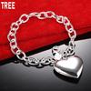 925 Sterling Silver Simple Romantic Love Side Chain Beautiful Bracelet Gift Jewelry