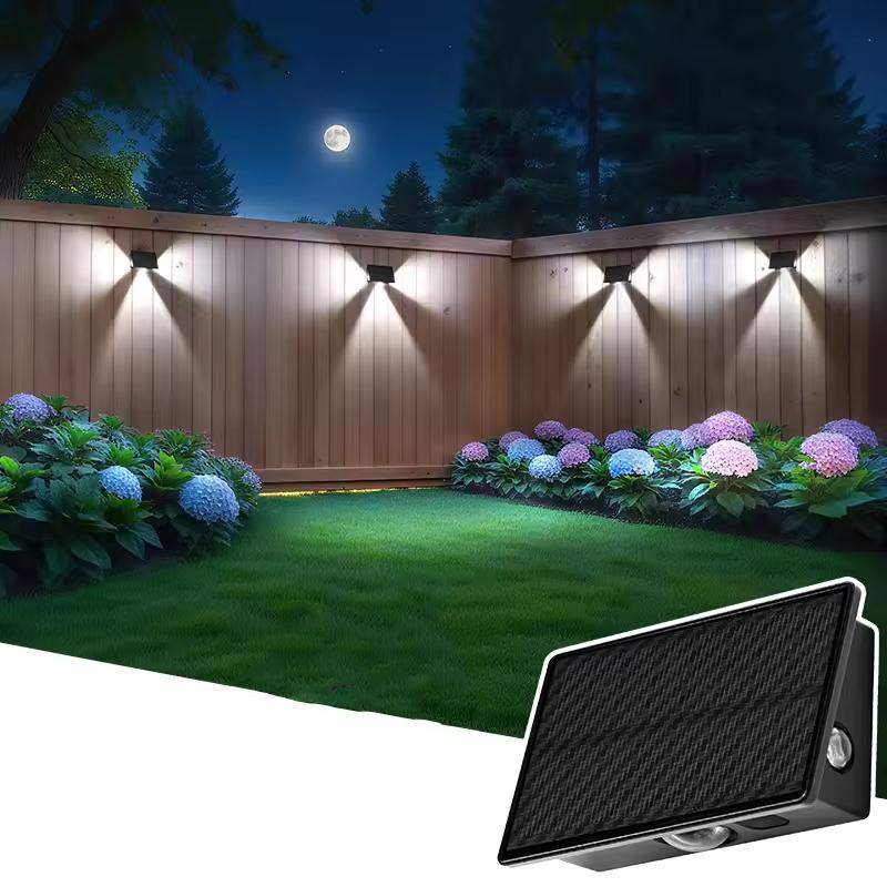 Outdoor Solar Fence Light Waterproof Wall Lamp for Patio Backyard Porch Railing Stairs