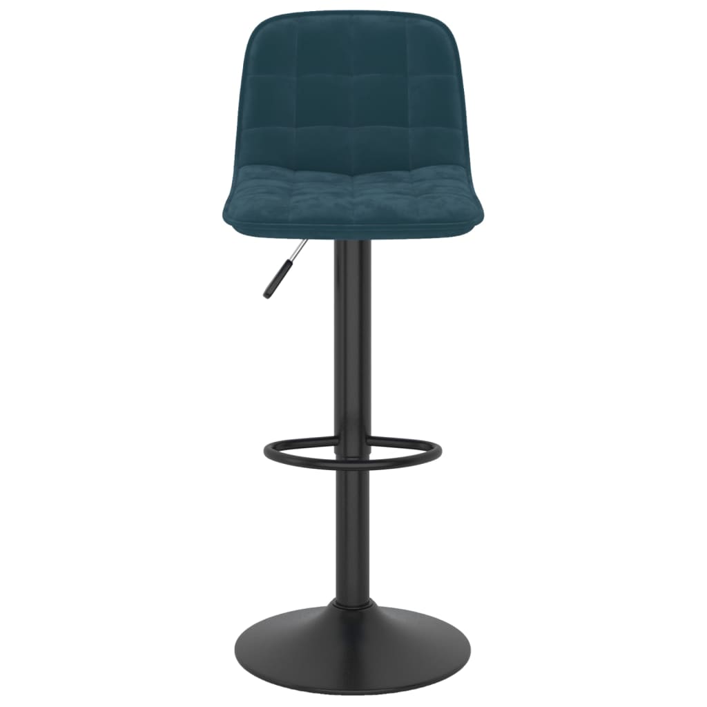 Bar Stool Set of 2 Blue Velvet