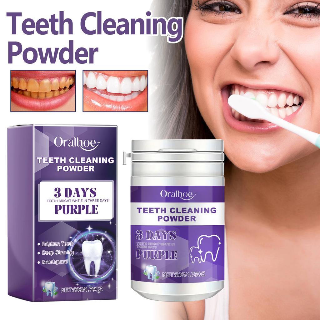 ORALHOE Purple Teeth Powder – Whitening & Breath Freshening Oral Care less