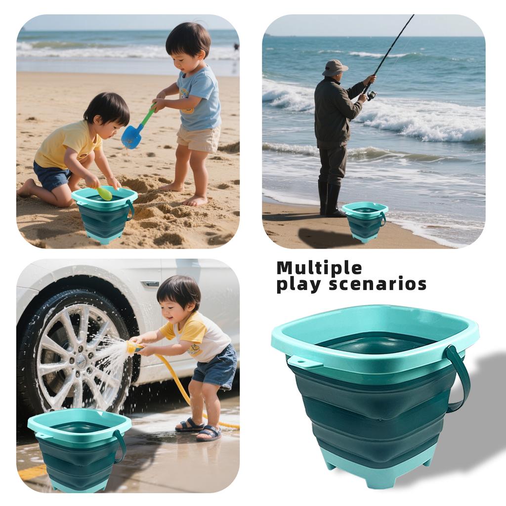 Children's collapsible bucket multi-functional small bucket seaside toys play sand portable play water catch the sea