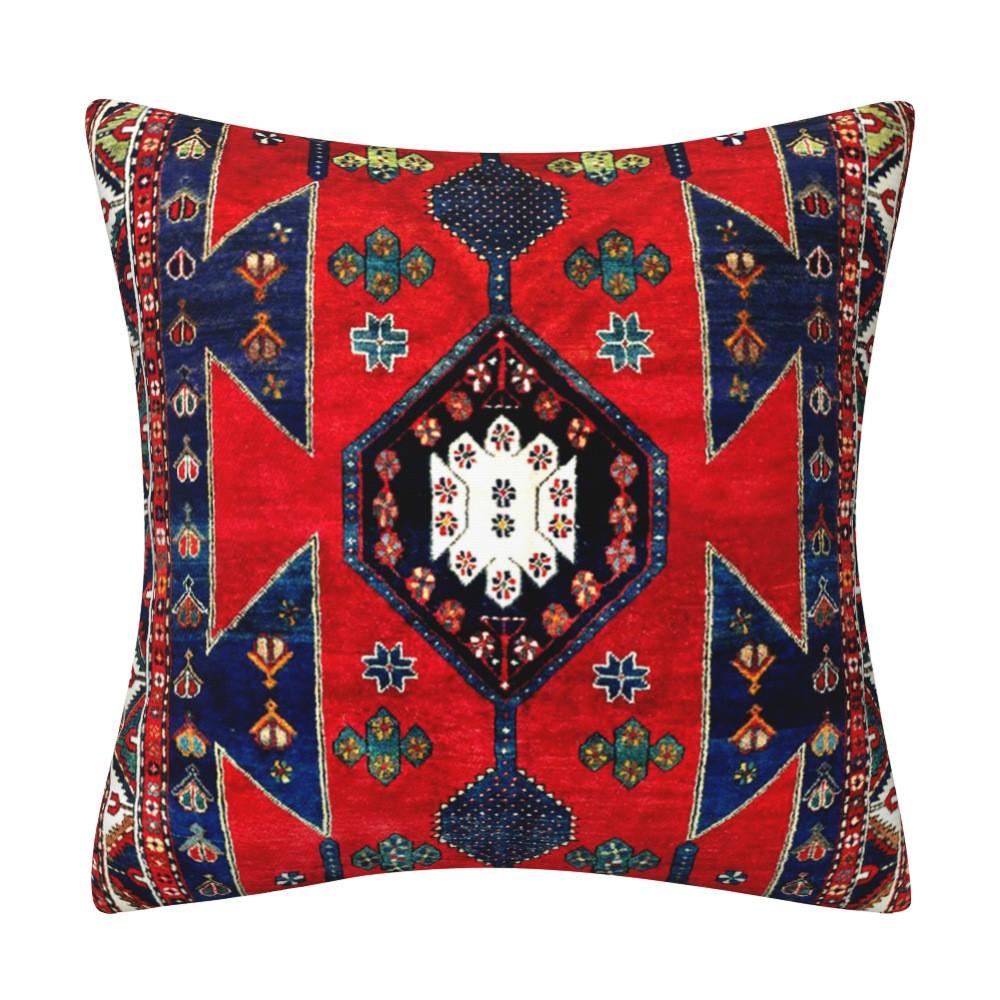 Kissenbezug inspiriert von türkischen Teppichen: Traditionelles Medaillonmuster in sattem Rot & Marineblau Böhmische Wohnkultur Kissenbezug