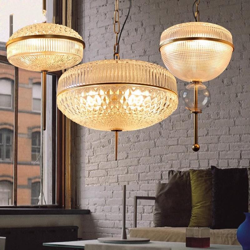 American Retro Crystal Pendant Light for Living and Dining Rooms