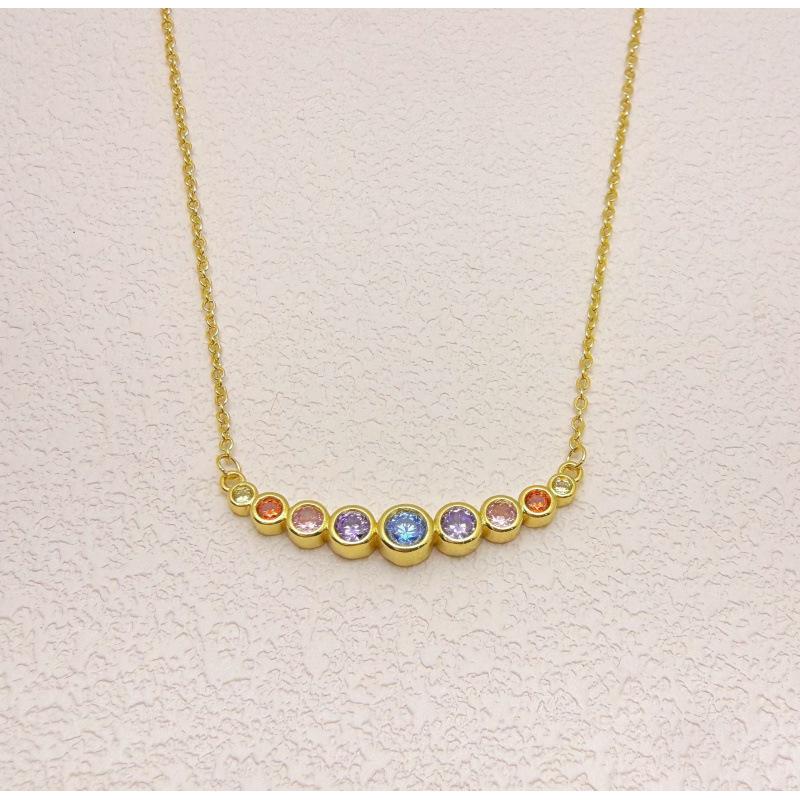 Elegant Rainbow Zircon Collarbone Necklace for Women - Light Luxury Fashion Statement