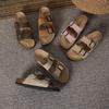 Women's Retro Genuine Leather Birkenstock Shoes, Inner Height-Increasing, Single Strap Beach Slippers, Sizes 35-46 Available