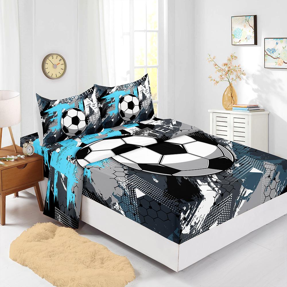 Four-Piece Mattress Football Sports Digital Printing Mattress Protective Cover Bedding Batch