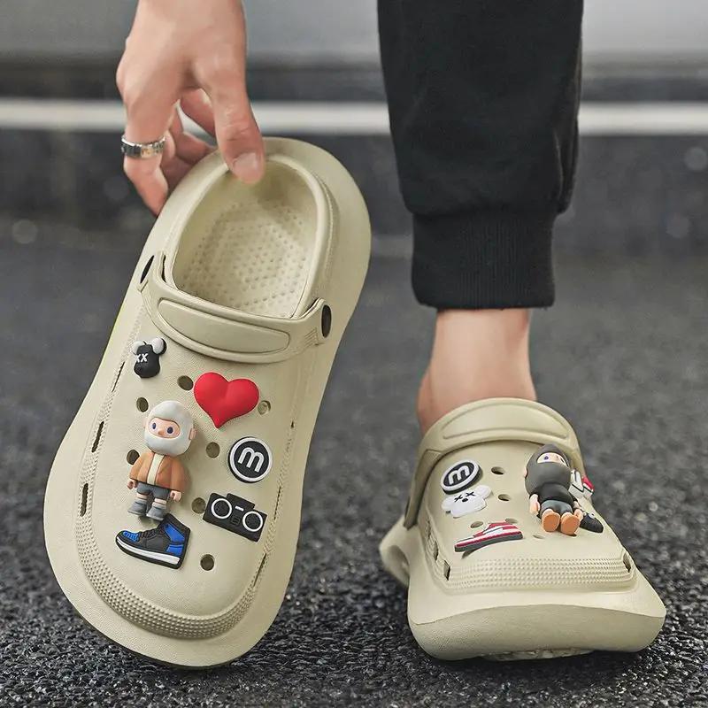 Fashion Man Sandals Beach Summer 2024 Shoes For Men Hole 39 V Number 41 Non-slip Cheap Clearance Korean Style Wholesale Casual Big Size