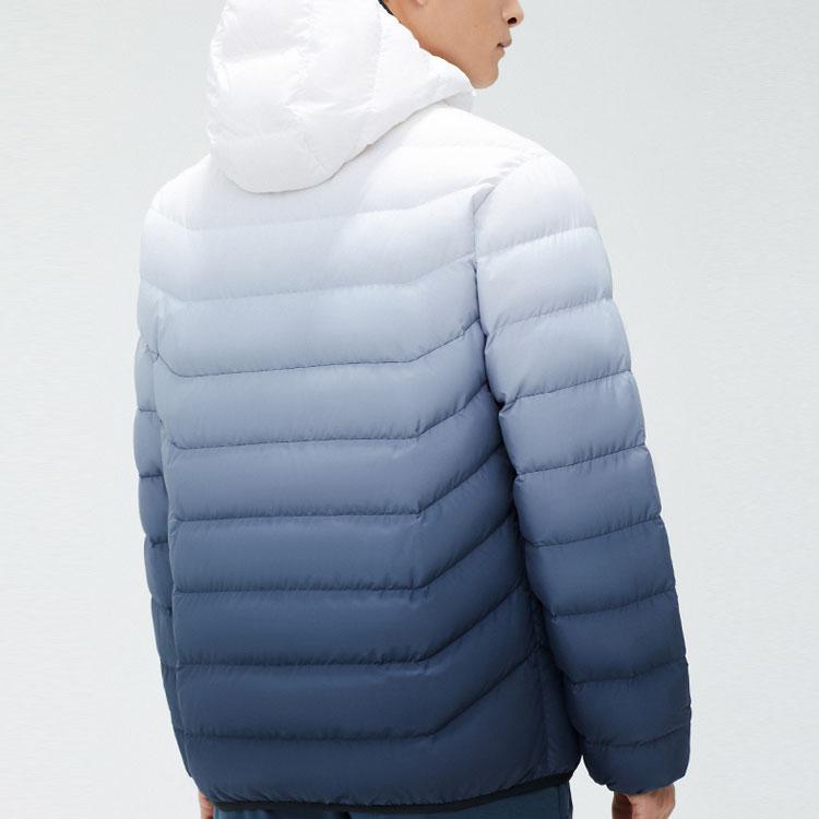 Anta Gradient Zipper Hooded Warm Down Jacket Men Outerwear Pure-White 152347903-4