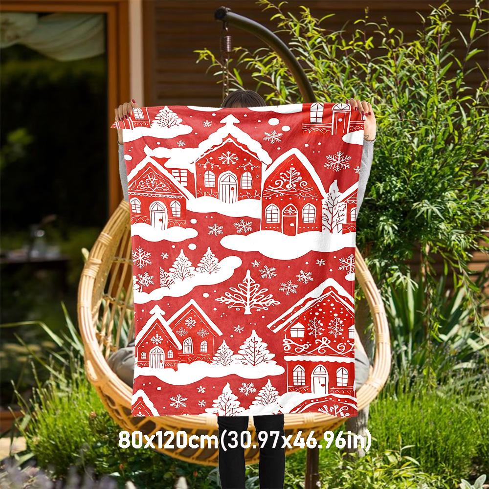 

1pc Christmas, Village Outdoor Flannel Blanket Soft Warm All-Season Throw for Sofa Bed Car Camping Office, Cozy Gift Idea1125S 80x120cm(31x47inch)