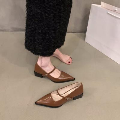 Retro-Stil Dicke Absätze Damen Mary Jane Schuhe Mode Flach Spitzschuh Damen Komfort Büro Pumps Schuhe