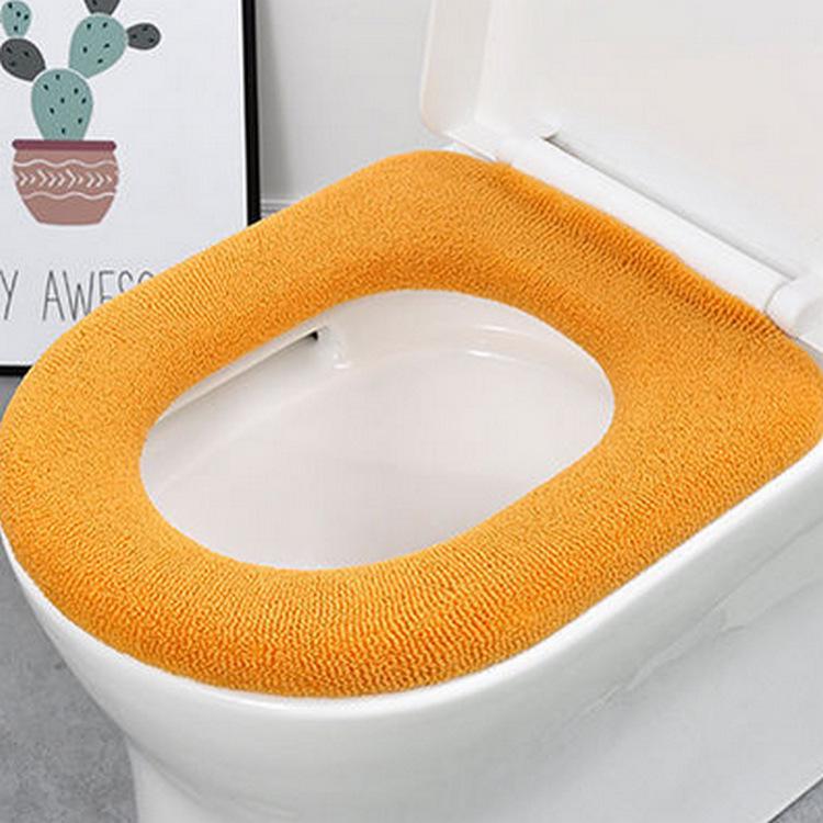 Winter Washable Knitted Toilet Seat Cover - Solid Color Cushion Pad