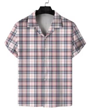 Summer new shirt men s short-sleeved plaid design casual commuting fashion versatile personality breathable daily XXS