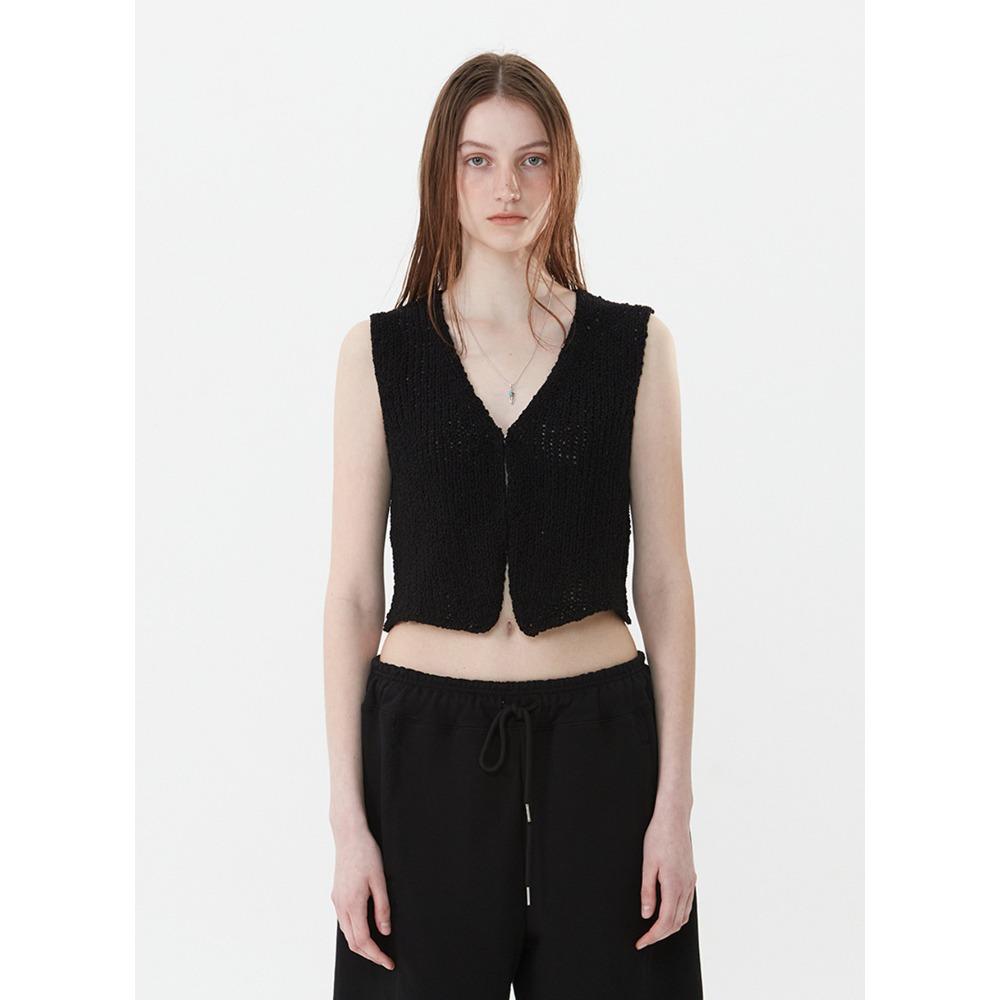 Women s V Neck Sleeveless Knit Vest Slim Fit Hollow Out Button Front Cropped Cardigan Summer Casual Tank Top S