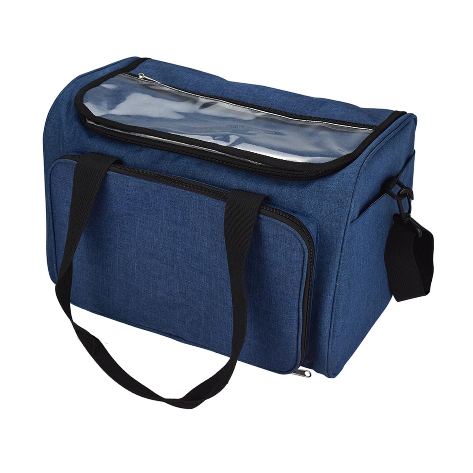 

Knitting Tote Bag Crochet Bag Shoulder Bag with Inner Divider Large Portable синий