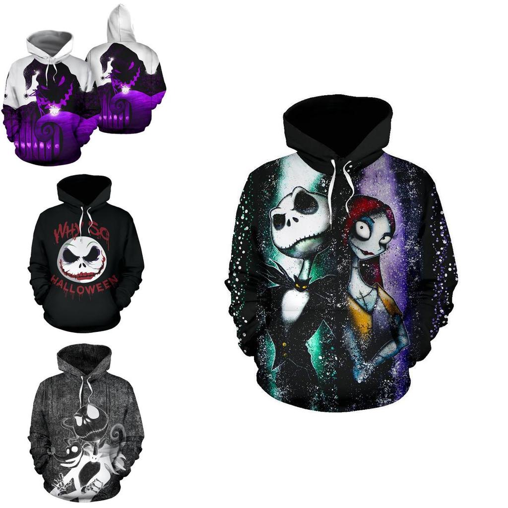 Nightmare Before Christmas Sally Und Jack Skellington 3D Hoodie Sweatshirt In Verschiedenen Größen