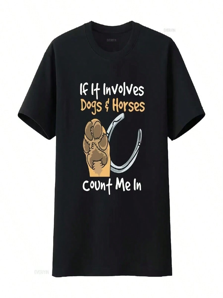 Equestrian Riding T Shirt Horse Lover Trainer If It Involves Dogs Horses Vintage Washed Graphic Stretched Unisex Breathable S разноцветный