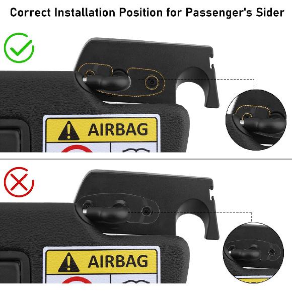 Upgrade Aluminum Alloy Sun Visor Repair Kit Heavy Duty Visor Mounting Clips Compatible With Jeep Wrangler JK JKU 2018/ Wrangler JL JLU 2018-/