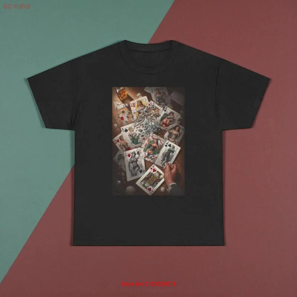 Kartentrick Spielkarten T-Shirt Vintage Poker Illustration vintage Gewaschen Bequem Unisex Vielseitig Atmungsaktiv streetwear