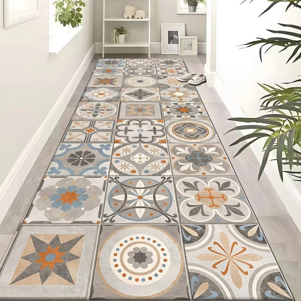 Light Luxury Style Long Carpet Household Absorbent Non-slip Floor Mat Dirt Resistant Geometric Floor Mat Decoration