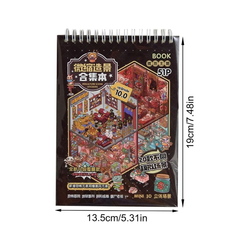 Horror Theme Miniature Scenes Sticker 3D Textured Adhesive Sheets With Special Paper Safe For Creative Gift