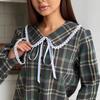 Women's Lace-trimmed Collar Button Down Shirts Long Sleeve Classic Plaid Business Casual Blouse Top Spring Fall Oversized Loose Fit Shirts for Women