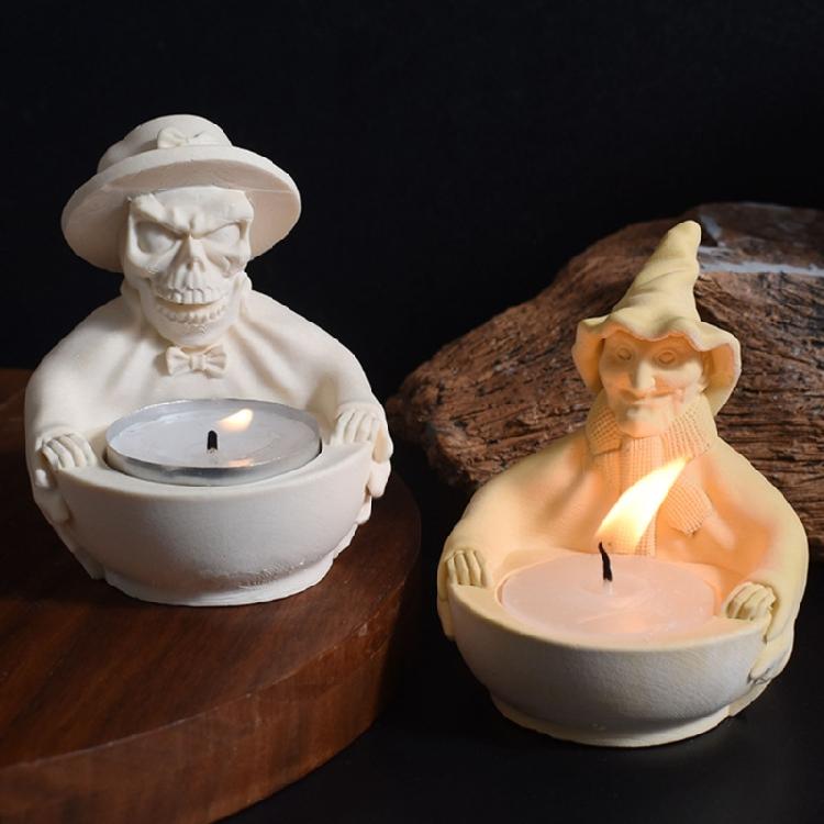 Multipurpose Witch Skull Candle Mould Sturdy Silicone Crafting Tool for Home Decoration and Holidays