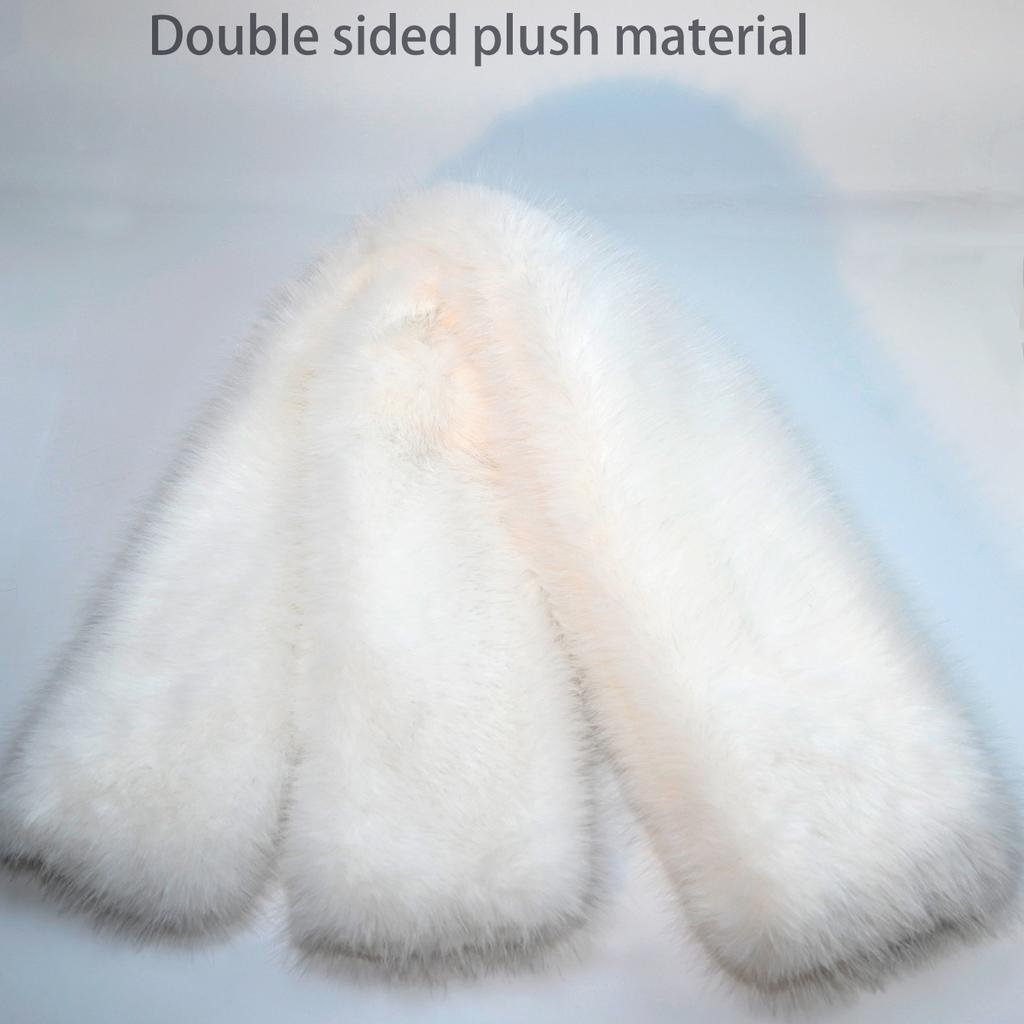 178*15cm Double-Sided Plush Women's Faux Fur Collar Scarf Wrap Winter Neck Warmer Collar Ladies White Scarf