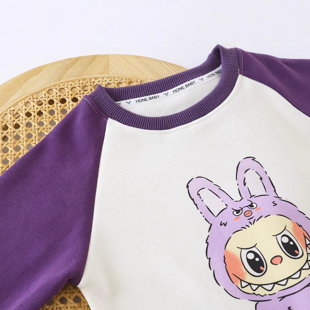 Children's Warm Cotton Sweatshirt - Autumn/Winter, Plus Velvet, Cartoon Long-Sleeve Top for Boys and Girls