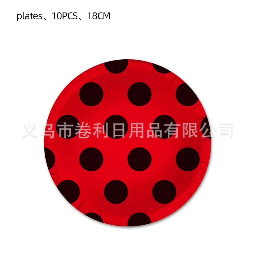 Ladybird Red Black Latex Balloon Birthday Party Tableware Paper Plates Tissue Tablecloth Supplies Cartoon Party
