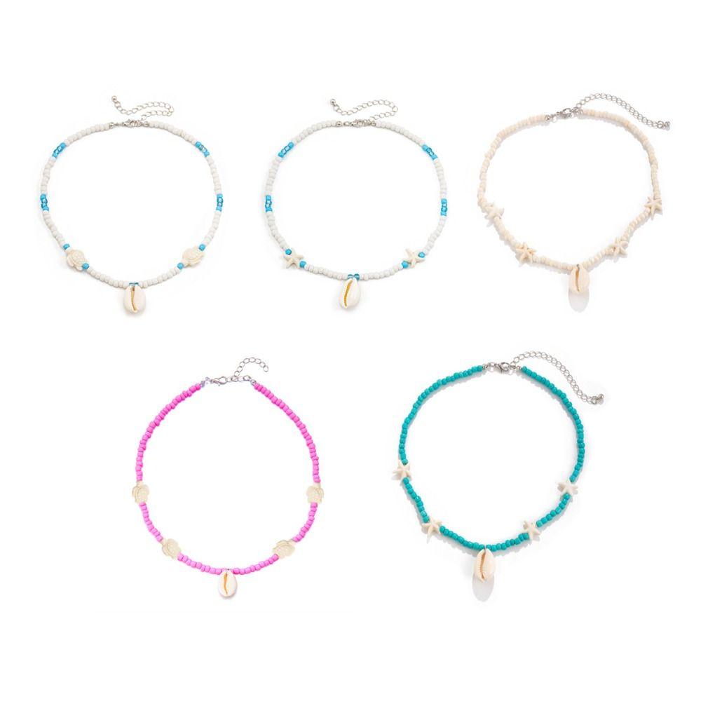 Colorful Shell Pendant Necklace Delicate Charm Beaded Necklace  Korean Fashion