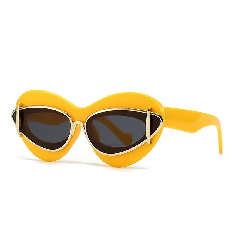 New Fashion Women Cat Eye Sunglasses For Men PUNK Luxury Brand Female Sun Glasses Y2K Vintage Eyewear Shades UV400 Oculus