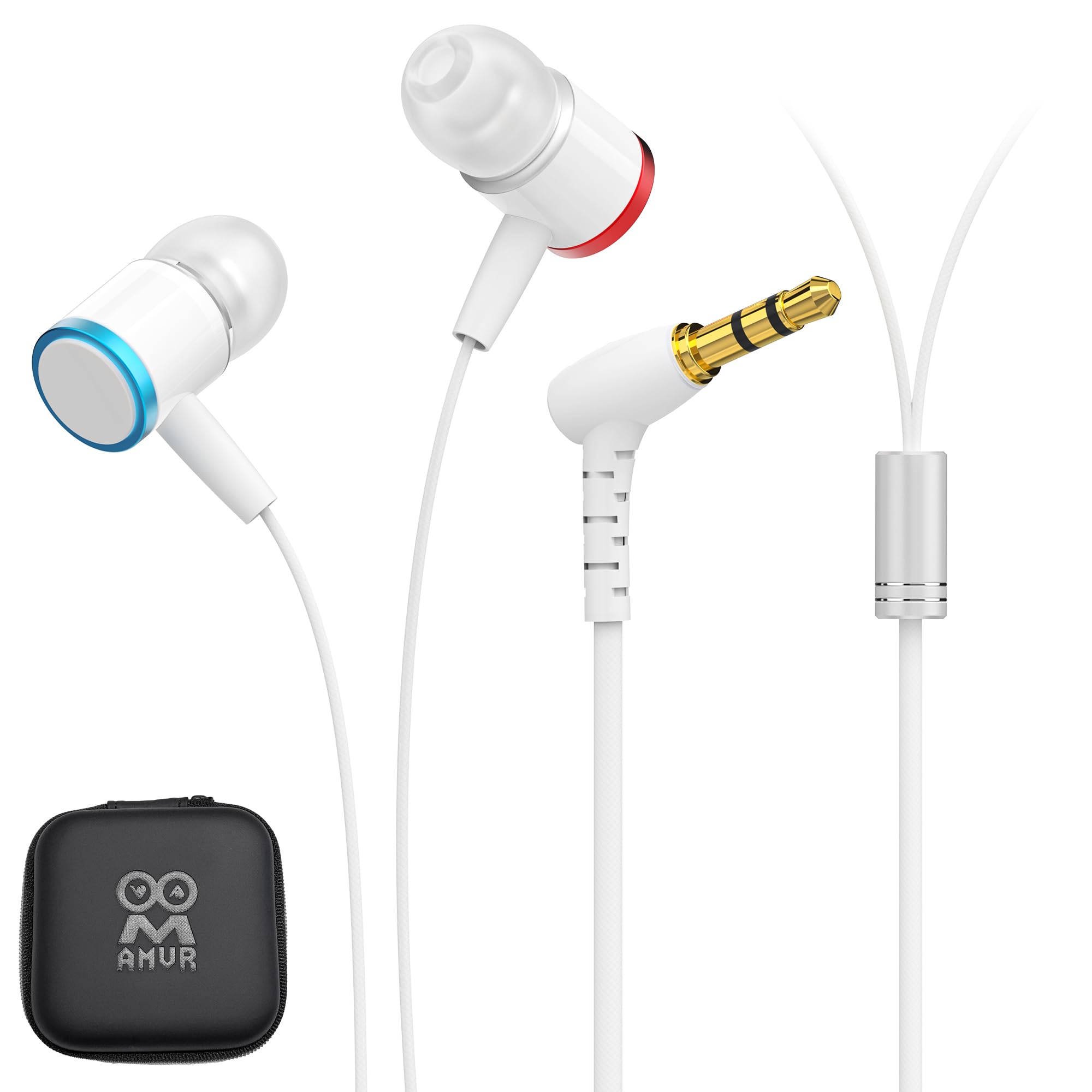 

AMVR Earphones, Wired Headphones for Quest 3, In-Ear Headphones, In-Ear Type, Lightweight, Earphone Silicone Holder, Ear Caps Included (White)
