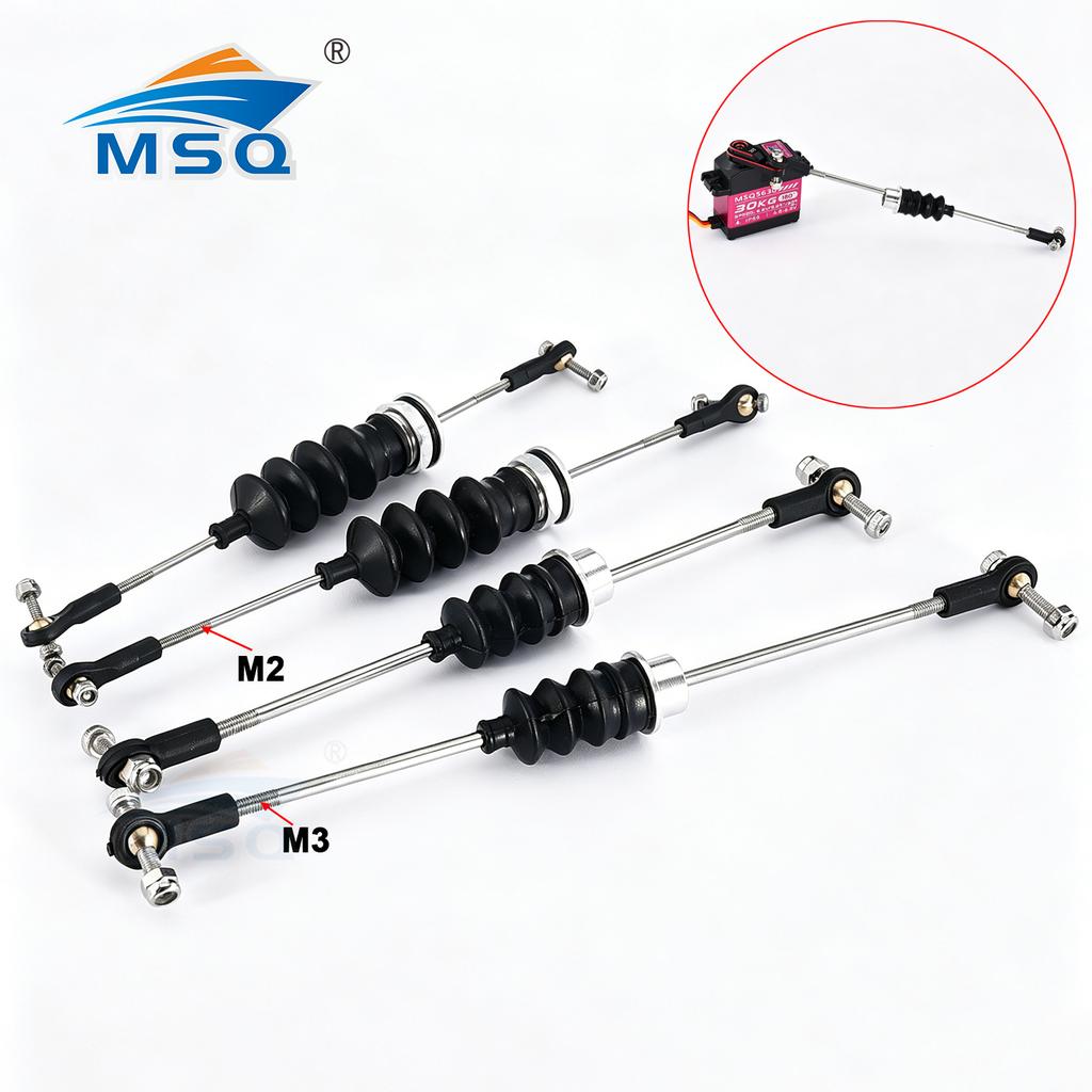 1PC RC Boat Servo Steering Kit, M2 M3 Stainless Steel Rod with Ball Joint, Rubber Bellows Radio Box Seals, for MONO DIY Parts