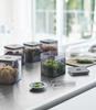 Yamazaki Tower Square Storage Container with Tongs and Valve, Black, Approx. W9.2 X D9.2 X H10.2cm, 5468, for Condiments and Seaweed
