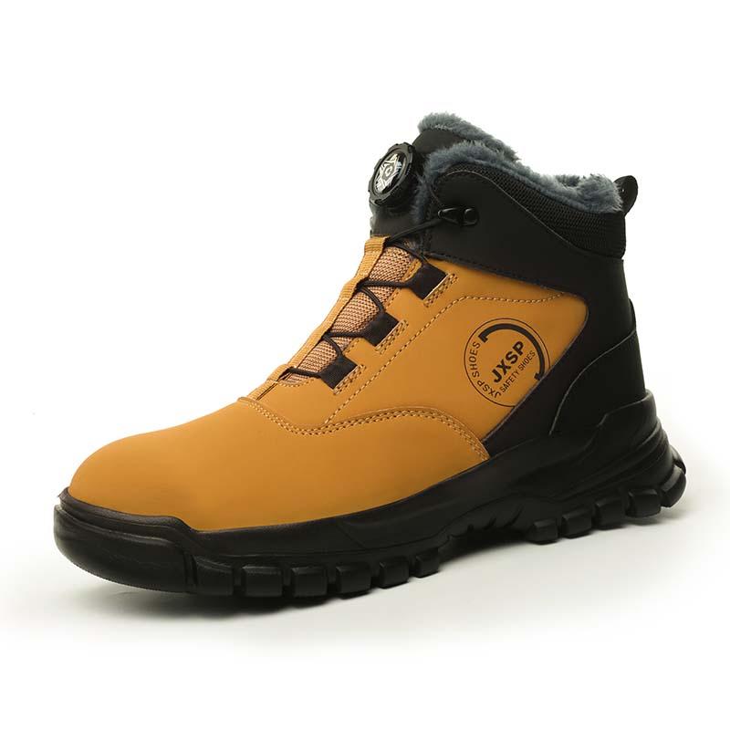 Fashion Steel Toe Work Boots for Men Waterproof Swivel Buckle Safety Shoes High Top Leather Safety Boots Man Winter Anti-slip Work Shoes