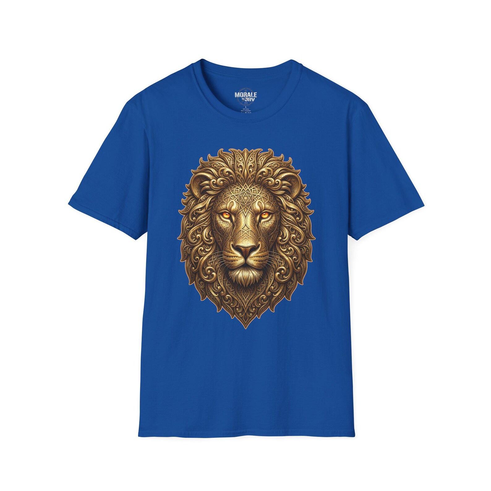 Ornate Golden Lion Head T-Shirt Majestic Lion Design XL
