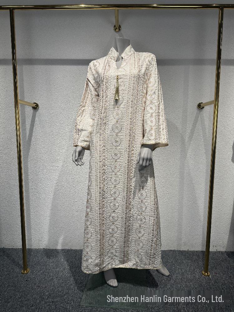 Elegante Abaya da Sera Ricamata con Paillettes L223 Mediorientale per Donne Musulmane