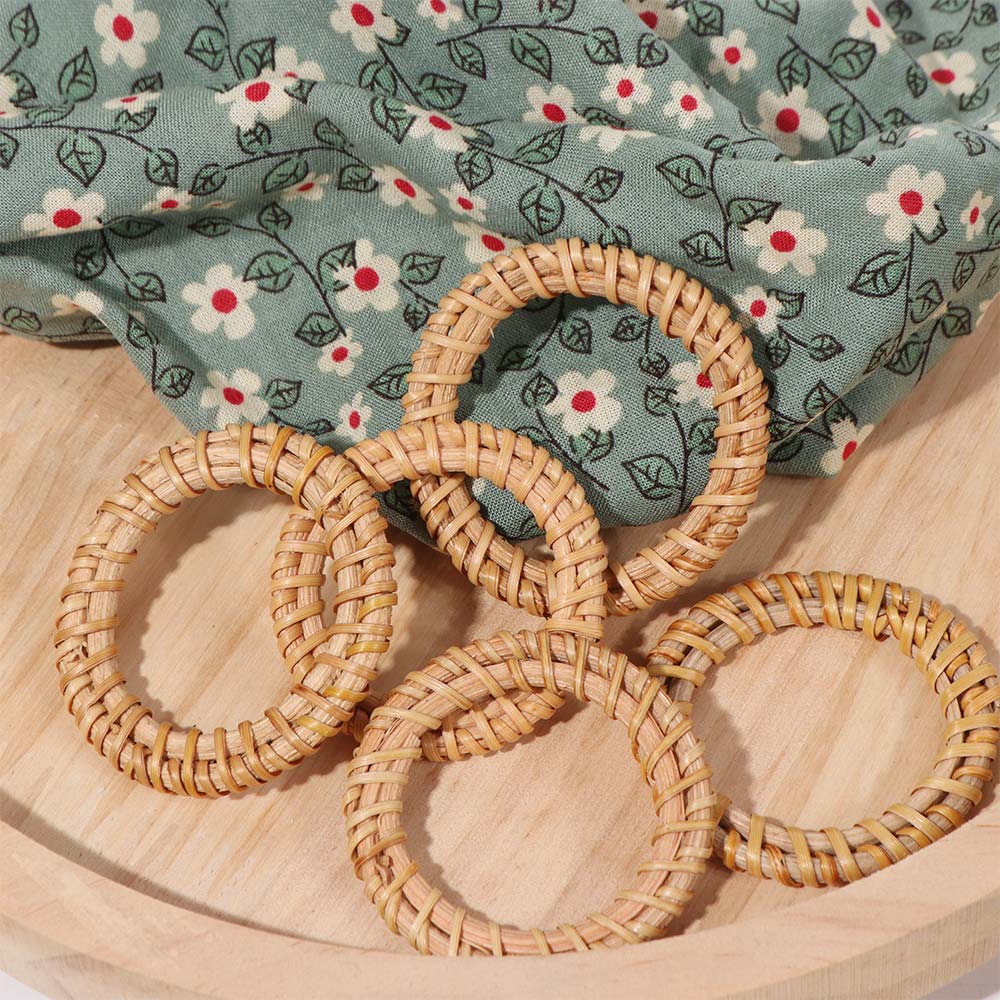 12Pcs Rustic Table Napkin Buckle Hand-woven Napkin Holder Bohemian Rattan Napkin Ring  Party Decor