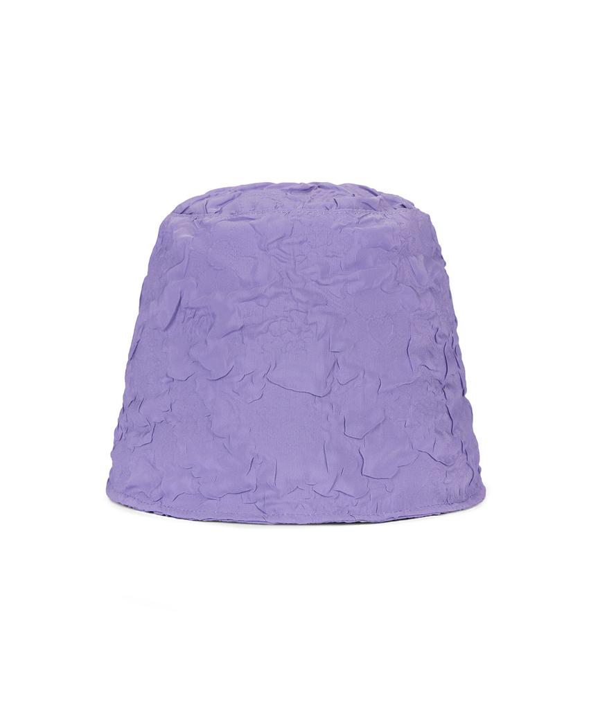 Bajal Embossed Long Label Drop Bucket Hat Purple