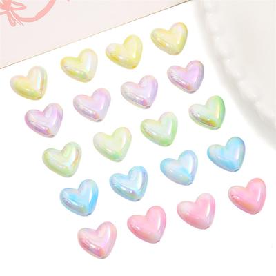 Handmade Bracelet Beads Acrylic Mabe Color Plated Love Heart Shaped Beads Loose Beads Handmade DIY Accessories Cell Phone Chain Necklace Materials