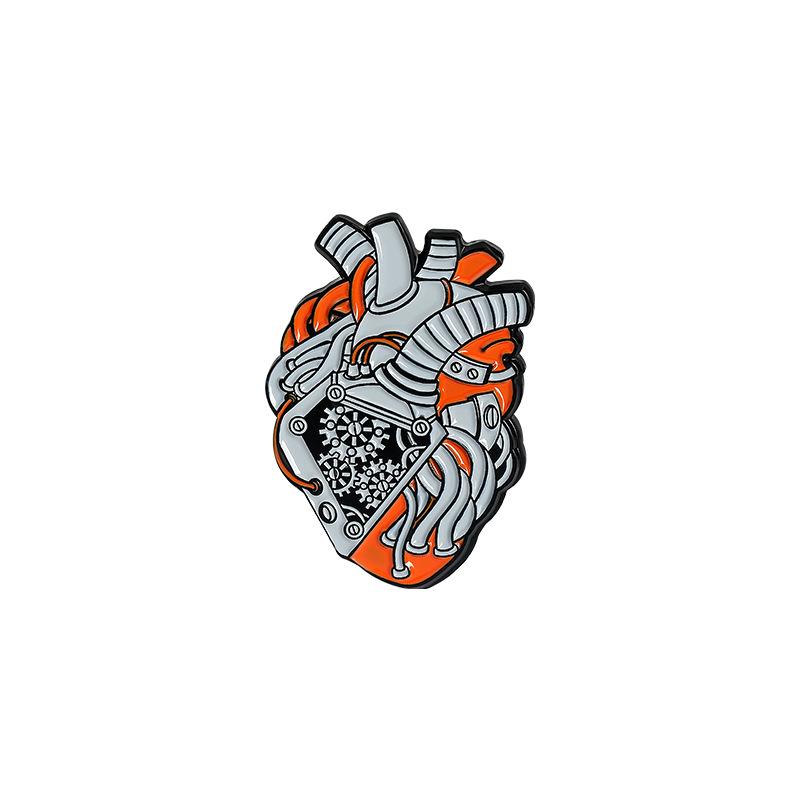 Creative Medical Organs Enamel Brooch Brain Lung Heart Chest Uterus Flower Wave Mechanical Heart Metal Badge Lapel Pins Jewelry