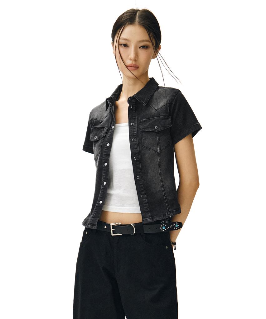 Deketeuumeon Western Slim Denim Short Shirts Dcwsh002Blacka