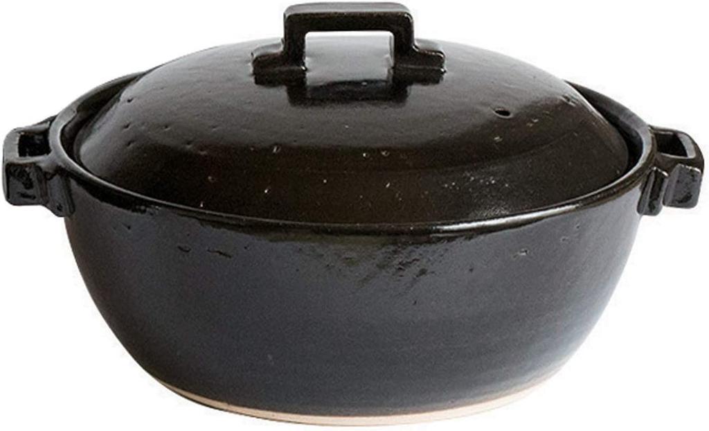 modern black earthenware Banko size for 1 to 2 diameter capacity texture of rough made of rough clay that feels warm in your has a heat storage so