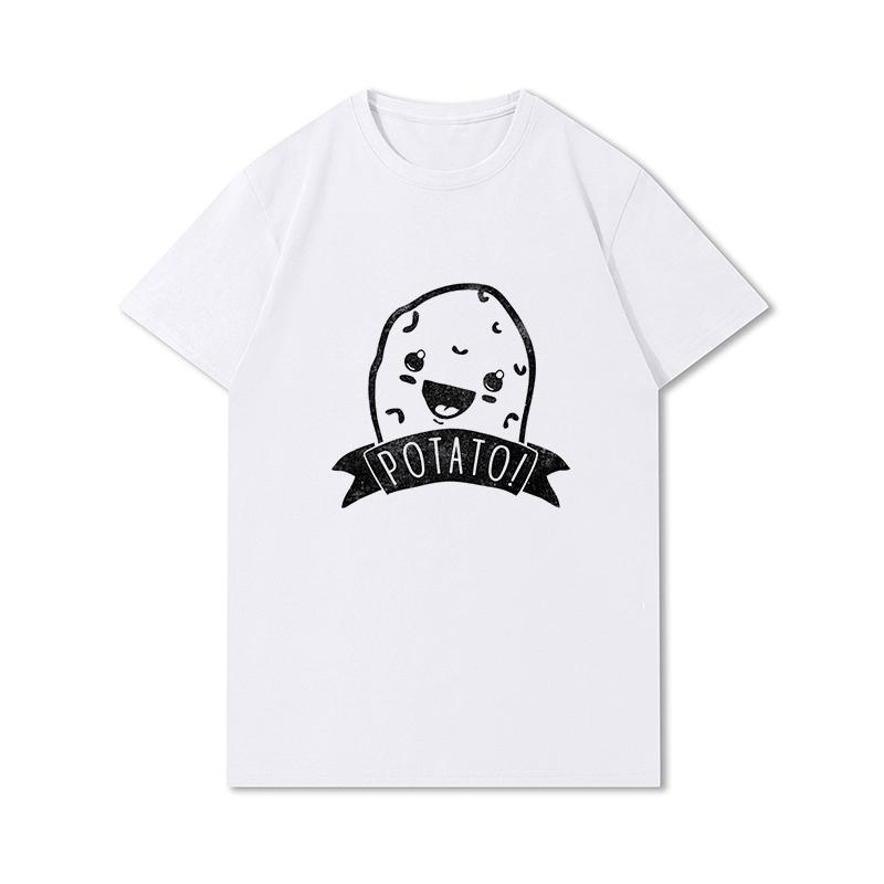 S-3XL 100 mønstre Sommerhvite T-skjorter for kvinner Trykt Uformelle korte ermer Topper O-hals T-skjorter