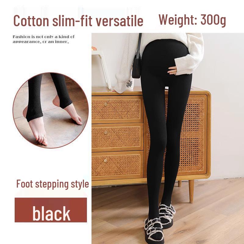 

Maternity Tummy Support Fleece-Lined Tights - Thin for Spring/Summer, Thick for Winter, Footed, Plus Size, No Sagging 120g - One Size, Thin, 15~28°C
