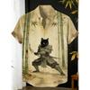 Men's Shirt Fashion Cat Print Short Sleeved Shirt Outdoor Beach Loose Casual Hawaiian Shirt Comfortable Fabric